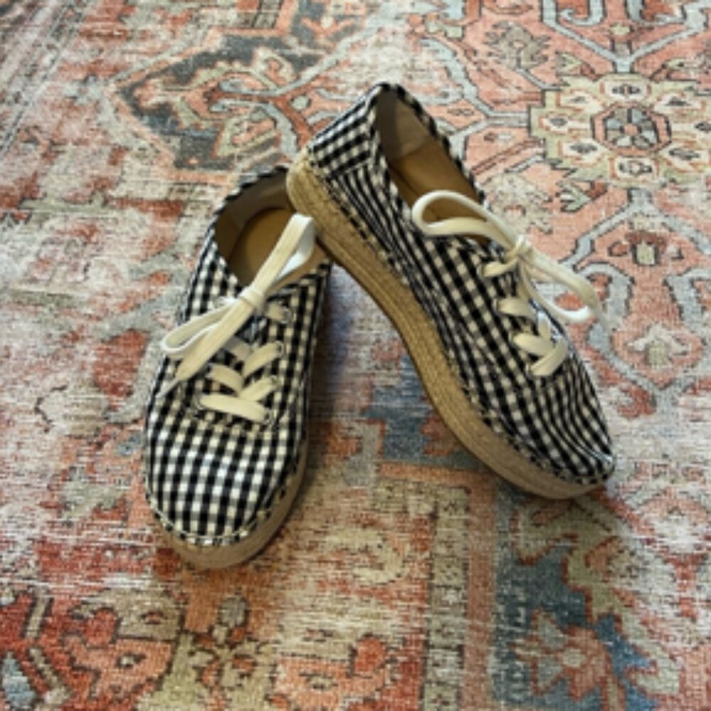 NWOB Gianni Bini Gingham Platform Espadrille Sneakers Size 6.5